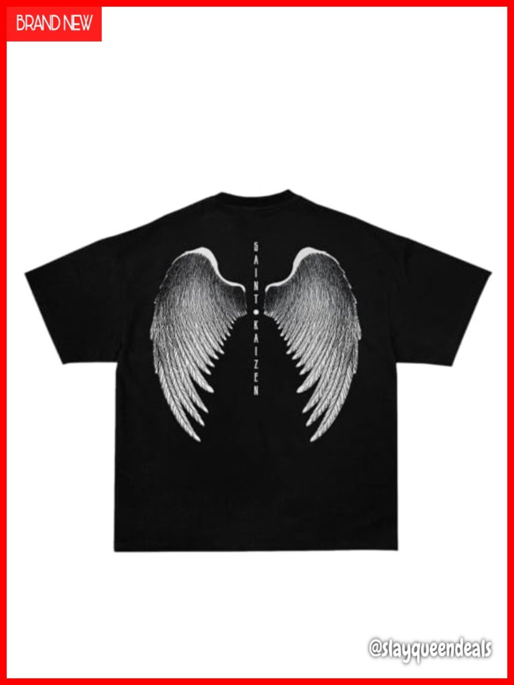 220G Cotton Oversized Tee Angel Wings Graphic Gym Shirt